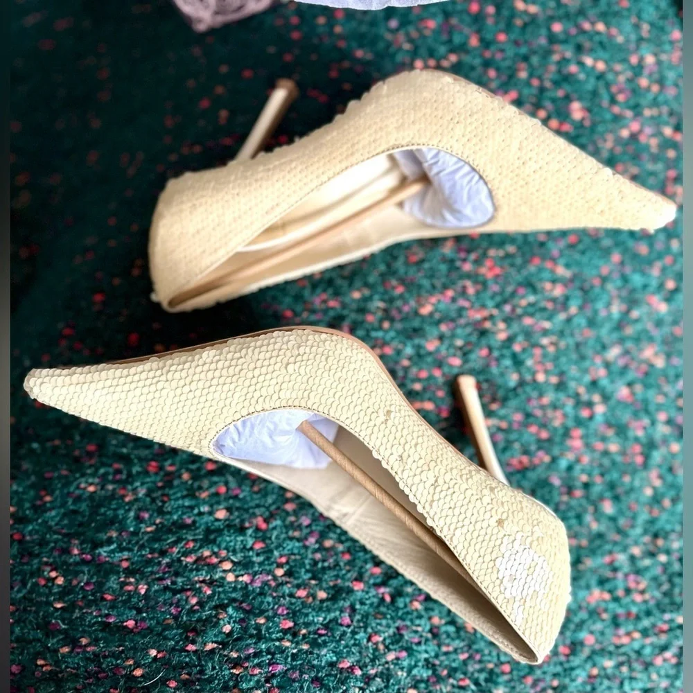 Jeffrey Campbell Risk Sequin Heels — NWT, Rare Neutral Colorway, Size 8